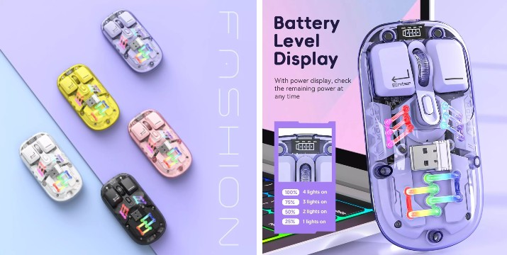 14,90€ για ένα Ασύρματο Ποντίκι RGB Dual Mode Transparent Bluetooth με επαναφορτιζόμενη μπαταρία και διάφανο design, με παραλαβή από την Idea Hellas και δυνατότητα πανελλαδικής αποστολής στο χώρo σας.